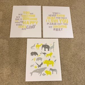 You Are My Sunshine plus Alphabet prints